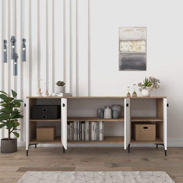 Eylül Modern Konsol 180 cm  Sepet-Beyaz