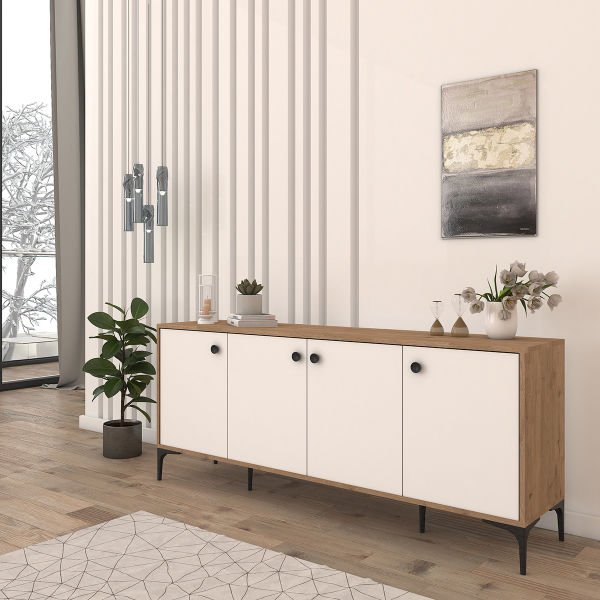 Eylül Modern Konsol 180 cm  Sepet-Beyaz