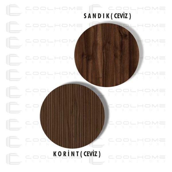 Marin Orta Sehpa , Koyu Ceviz , Çizgi Desenli , Raflı (SANDIK RENGİ)