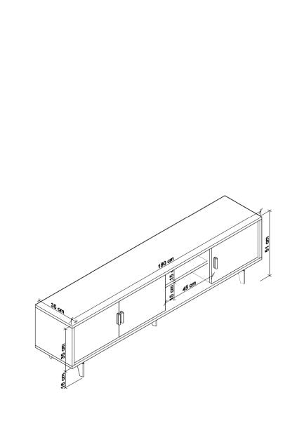 Marin Tv Ünitesi Tv Sehpası 180 cm , Raflı , Beyaz