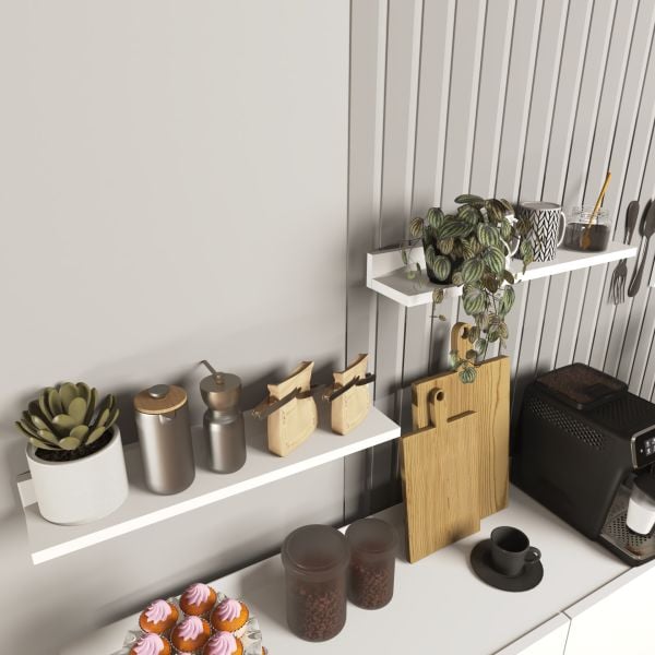 Bono Dekoratif 2 ' li Duvar Rafı , Beyaz