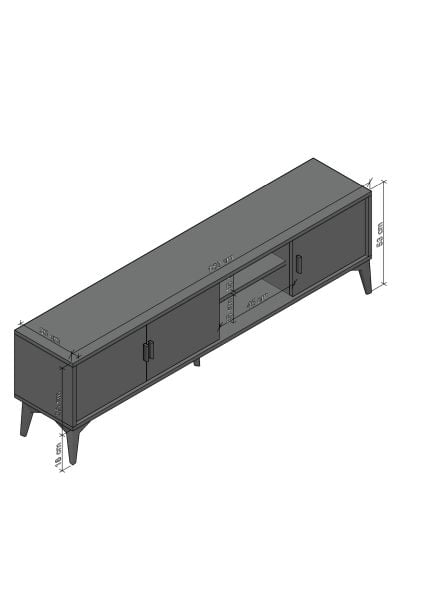 Marin Tv Ünitesi 180 cm - Orta Sehpa Seti  Çizgi desenli , Raflı , Sis Gri (BEYAZ DEĞİLDİR)