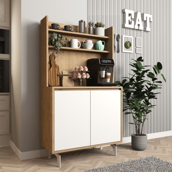 Salt Kahve Köşesi , Raflı Çok Amaçlı Dolap Sepet - Beyaz