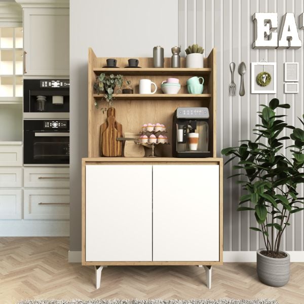 Salt Kahve Köşesi , Raflı Çok Amaçlı Dolap Sepet - Beyaz