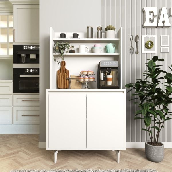 Salt Kahve Köşesi , Raflı Çok Amaçlı Dolap Beyaz