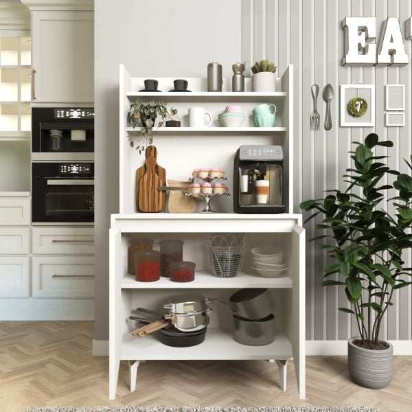 Salt Kahve Köşesi , Raflı Çok Amaçlı Dolap Beyaz