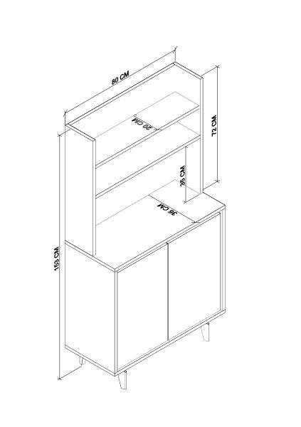 Salt Kahve Köşesi , Raflı Çok Amaçlı Dolap Beyaz