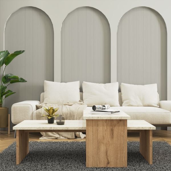 Vera 2 ' li Orta Sehpa , Servis Sehpası Sepet - Traverten (Mermer Desen)