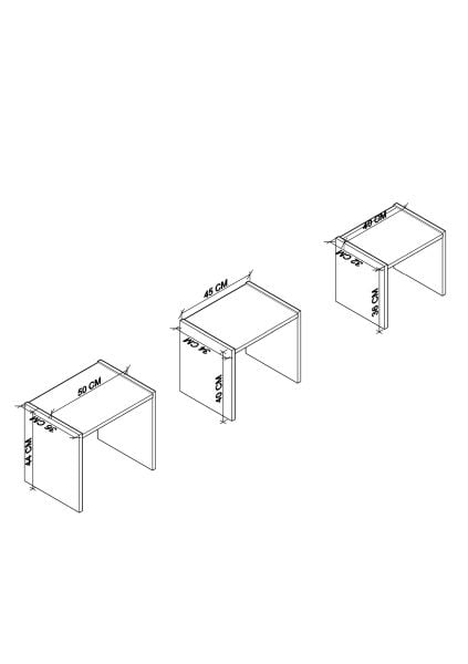 Vera  3'lü Zigon Sehpa , Servis Sehpası Traverten