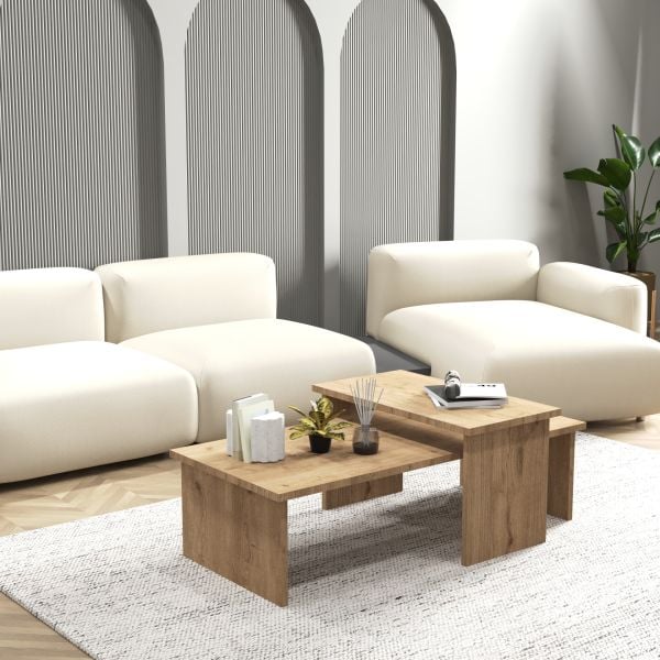 Vera 2 ' li Orta Sehpa , Servis Sehpası Sepet (Meşe)