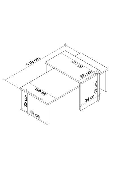 Vera 2 ' li Orta Sehpa , Servis Sehpası Sepet (Meşe)