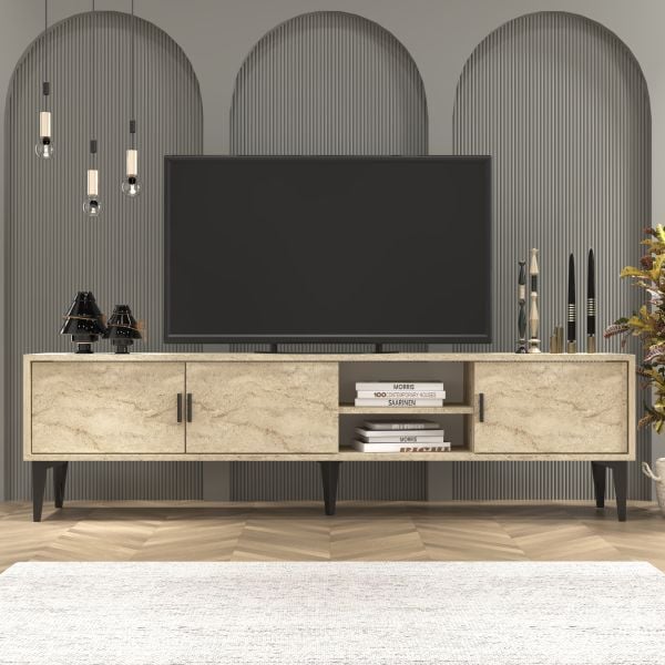 Marin Tv Ünitesi Tv Sehpası 180 cm Traverten ( Mermer Desen )