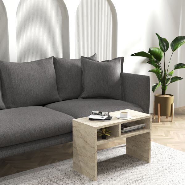 Vera Yan Sehpa , Servis Sehpası Traverten ( Mermer Desen )