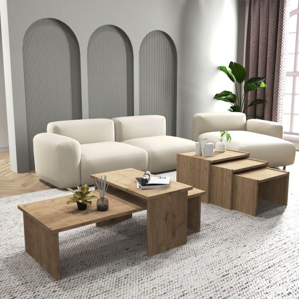 Vera 2 ' li Orta Sehpa Ve Zigon Sehpa Seti , Servis Sehpası Sepet