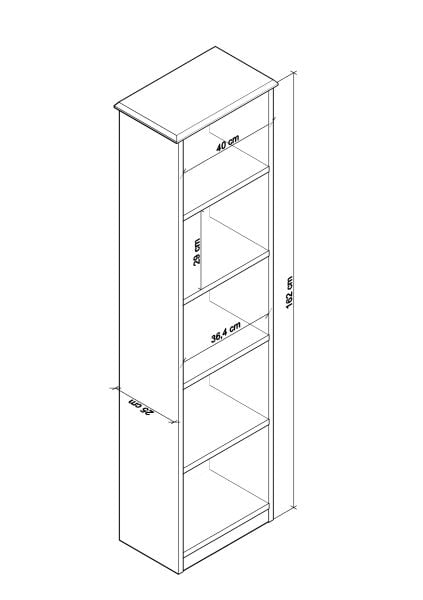 Olven Kitaplık 5 Raflı , 162 cm Beyaz-Meşe