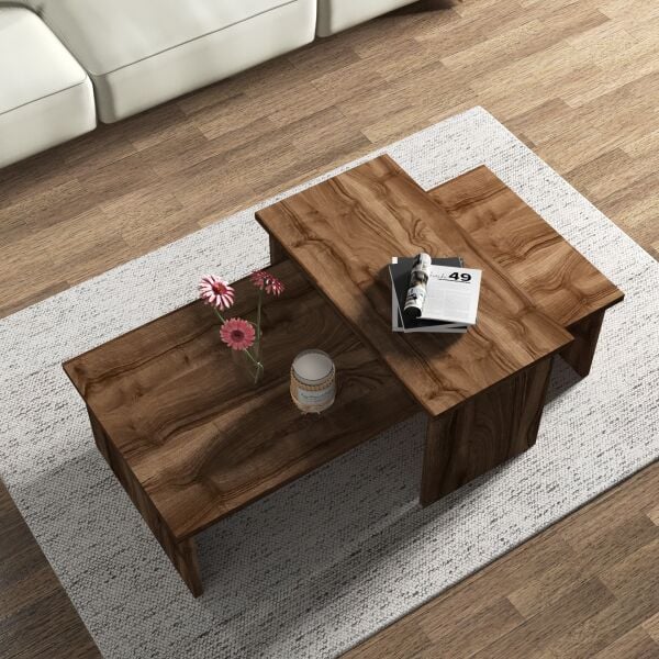 Vera 2'li Orta Sehpa , Servis Sehpası Sandık (Ceviz)