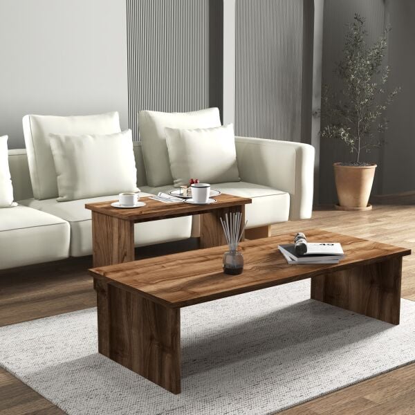 Vera 2'li Orta Sehpa , Servis Sehpası Sandık (Ceviz)