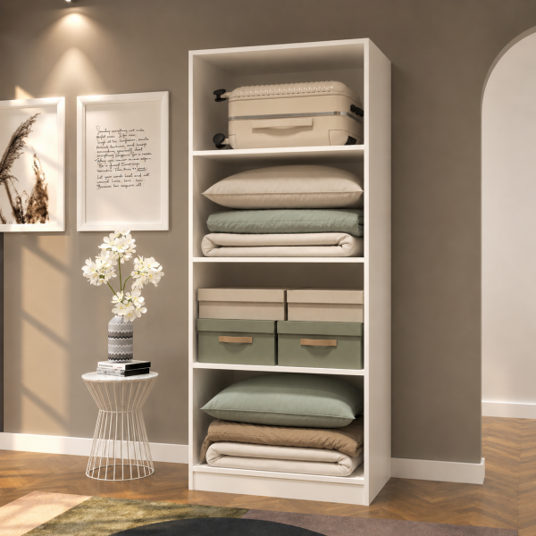 Aras 2 Kapılı Raflı Gardırop , Yüklük Dolabı , Beyaz 208 cm