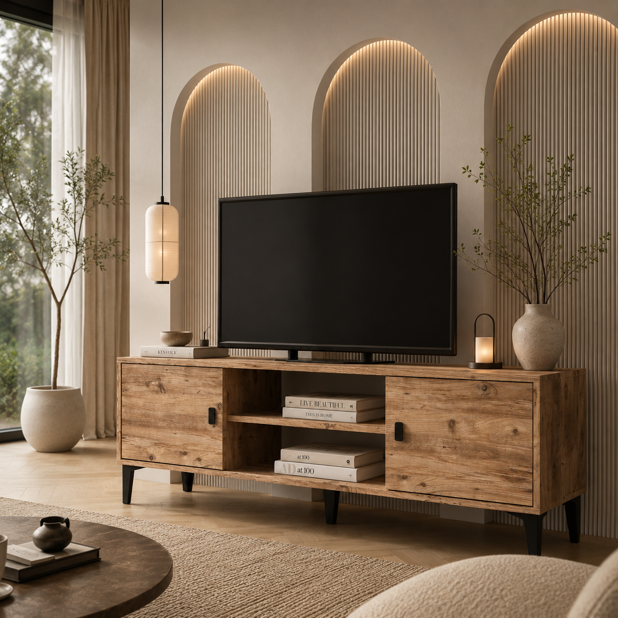 Marin Tv Ünitesi , Tv Sehpası 150 cm , Atlantik Çam (Ceviz)