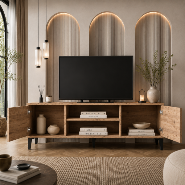 Marin Tv Ünitesi , Tv Sehpası 150 cm , Atlantik Çam (Ceviz)
