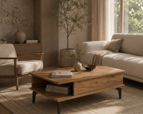 Marin Orta Sehpa , Atlantik Çam ( Ceviz ) , Raflı